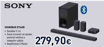 Unieuro SONY SOUNDBAR HTS40R offerta