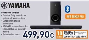 Unieuro YAMAHA SOUNDBAR SR-B40A offerta