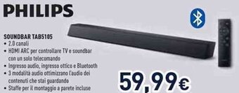 Unieuro PHILIPS SOUNDBAR TAB5105 offerta