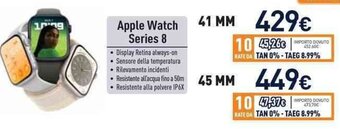 Unieuro Apple Watch Series 8 41 mm offerta