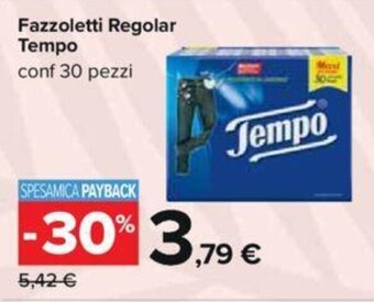 Carrefour Fazzoletti Regolar Tempo conf 30 pezzi offerta