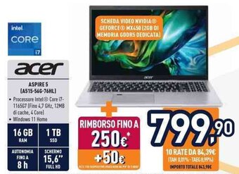 Unieuro acer ASPIRE 5 (A515-566-76HL) offerta