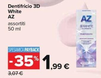 Carrefour Dentifricio 3D White AZ assortiti 50 ml offerta