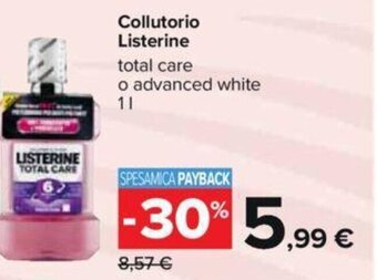 Carrefour Collutorio Listerine total care o advanced white 1 l offerta