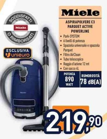 Unieuro Miele ASPIRAPOLVERE C3 PARQUET ACTIVE POWERLINE offerta