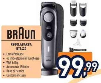 Unieuro BRAUN REGOLABARBA BT9420 offerta