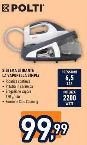 Unieuro Polti SISTEMA STIRANTE LA VAPORELLA SIMPLY offerta