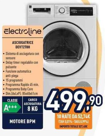 Unieuro Electroline ASCIUGATRICE DEVT2T8H offerta