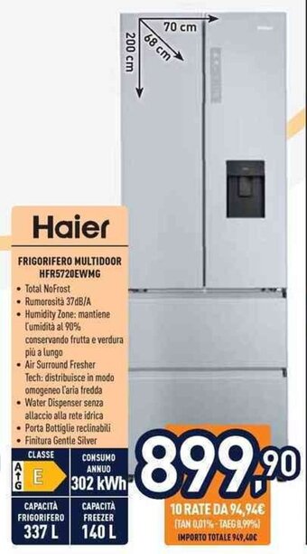 Unieuro Haier FRIGORIFERO MULTIDOOR HFR5720EWMG offerta