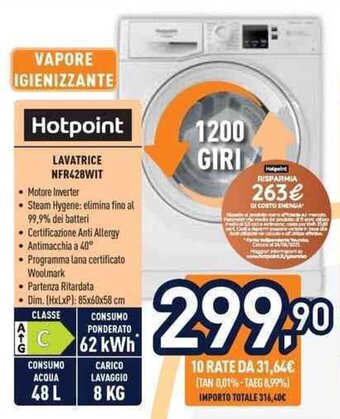 Unieuro Hotpoint LAVATRICE NFR428WIT offerta