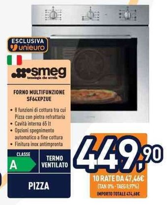 Unieuro smeg FORNO MULTIFUNZIONE SF64XPZUE offerta