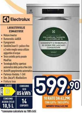 Unieuro Electrolux LAVASTOVIGLIE ESM48310SX offerta