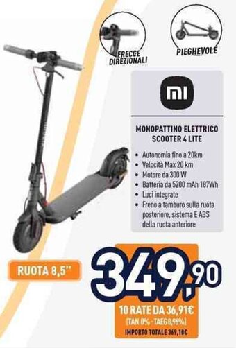 Unieuro MONOPATTINO ELETTRICO SCOOTER 4 LITE offerta