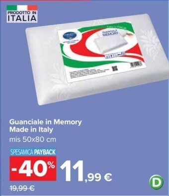 Carrefour Guanciale in Memory Made in Italy mis 50x80 cm offerta