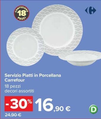 Carrefour Servizio Piatti in Porcellana Carrefour 18 pezzi decori assortiti offerta