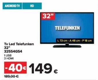 Tv Led Telefunken 32" 32554G54