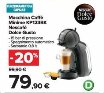 Carrefour Macchina Caffè Minime KP123BK Nescafé Dolce Gusto offerta