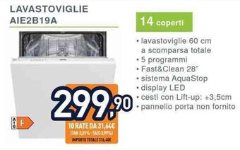 Unieuro LAVASTOVIGLIE AIE2B19A offerta