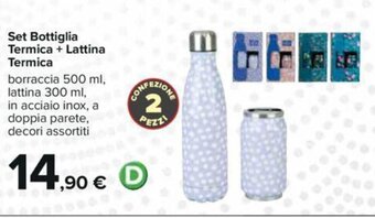 Carrefour Set Bottiglia Termica + Lattina Termica borraccia 500 ml, lattina 300 ml offerta