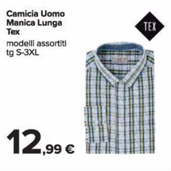 Carrefour Camicia Uomo Manica Lunga Tex modelli assortiti tg S-3XL offerta