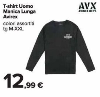 Carrefour T-shirt Uomo Manica Lunga Avirex colori assortiti tg M-XXL offerta