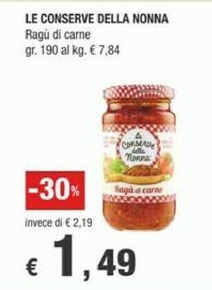 Crai Le Conserve della Nonna Ragù Di Carne 190 G(ml) offerta