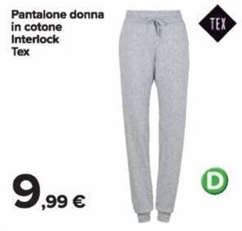 Carrefour Pantalone donna in cotone Interlock Tex offerta