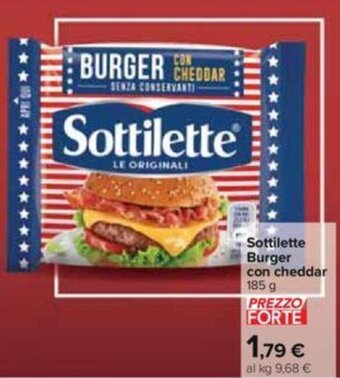 Carrefour Sottilette Burger con cheddar 185 g offerta