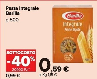 Carrefour Market Barilla Integrale Penne Rigate 500 G(ml) offerta