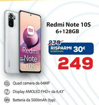 Euronics Xiaomi Redmi Note 10S offerta