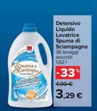 Carrefour Detersivo Liquido Lavatrice Spuma di Sciampagna 36 lavaggi assortiti 1,62 l offerta