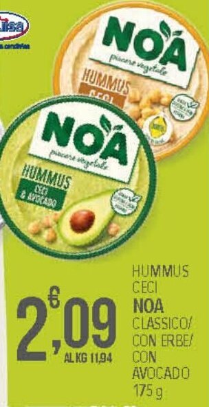HUMMUS CECI NOA CLASSICO/ CON ERBE/ CON AVOCADO 175 g