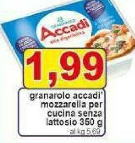 Gros Granarolo Accadi Mozzarella Per Cucina Senza Lattosio offerta