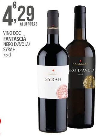VINO DOC FANTASCIÀ NERO D'AVOLA/ SYRAH 75 cl