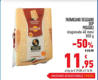Conad PARMIGIANO REGGIANO DOP POGGIOLI stagionato 40 mesi 800 g offerta