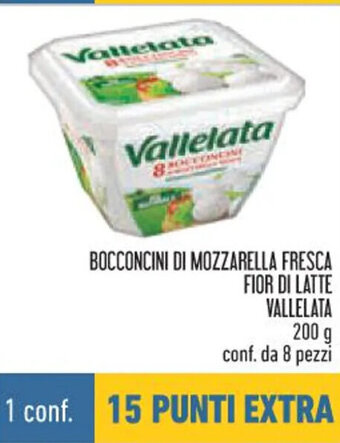 Conad BOCCONCINI DI MOZZARELLA FRESCA FIOR DI LATTE VALLELATA 200 g conf. da 8 pezzi offerta