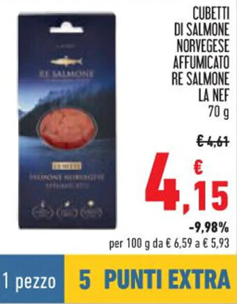 Conad CUBETTI DI SALMONE NORVEGESE AFFUMICATO RE SALMONE LA NEF 70 g offerta