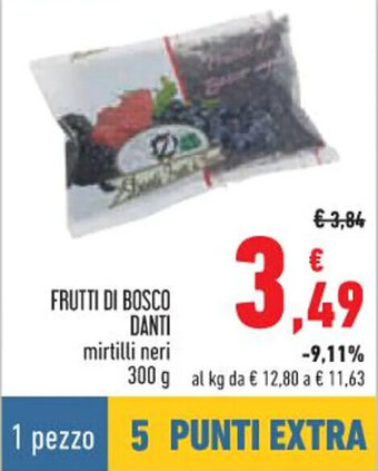 Conad FRUTTI DI BOSCO DANTI mirtilli neri 300 g offerta