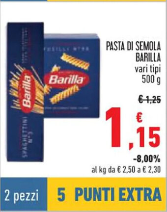 Conad PASTA DI SEMOLA BARILLA vari tipi 500 g offerta