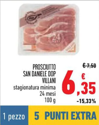 Conad PROSCIUTTO SAN DANIELE DOP VILLANI stagionatura minima 24 mesi 100 g offerta