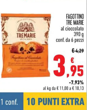 Conad FAGOTTINO TRE MARIE al cioccolato 390 g conf. da 6 pezzi offerta