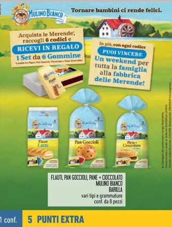 Conad FLAUTI, PAN GOCCIOLI, PANE + CIOCCOLATO MULINO BIANCO BARILLA vari tipi e grammature conf. da 8 pezzi offerta