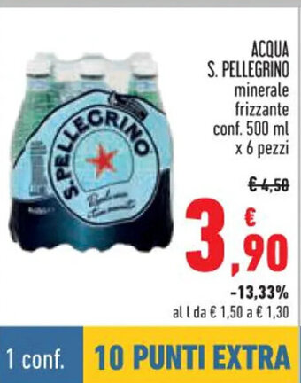 Conad ACQUA S. PELLEGRINO minerale frizzante conf. 500 ml x 6 pezzi offerta