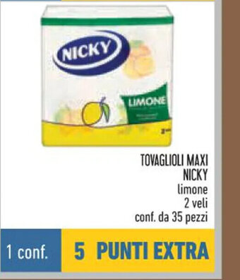 Conad TOVAGLIOLI MAXI NICKY limone 2 veli conf. da 35 pezzi offerta