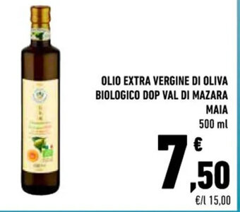 Conad OLIO EXTRA VERGINE DI OLIVA BIOLOGICO DOP VAL DI MAZARA MAIA 500 ml offerta
