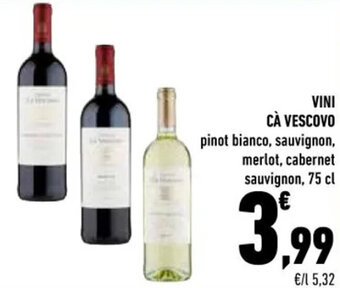 Conad VINI CÀ VESCOVO cabernet sauvignon, 75 cl offerta