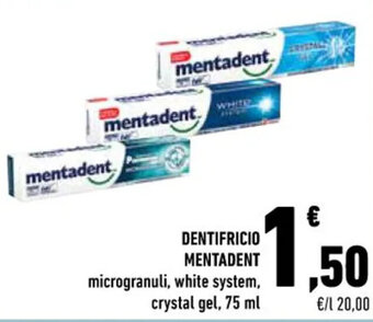 Conad DENTIFRICIO MENTADENT microgranuli 75 ml offerta