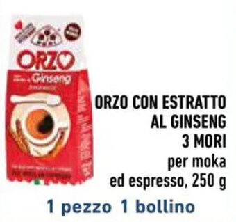 Conad ORZO CON ESTRATTO AL GINSENG 3 MORI ed espresso, 250 g offerta
