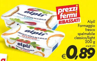 Iper Super Conveniente Alplì Formaggio fresco spalmabile classico/light 200 g offerta