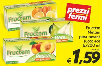 Iper Super Conveniente Fructem Nettari pera-pesca/ succo ace 6x200 ml offerta